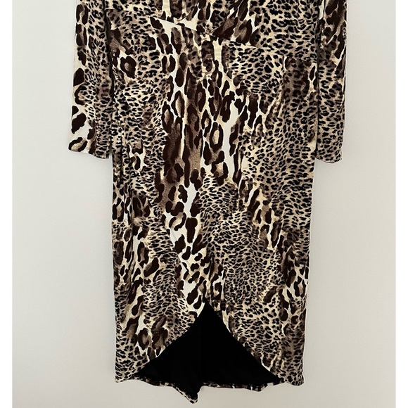 Chico's Black Label Leopard Print Wrap Dress sz 8 - Picture 5 of 12